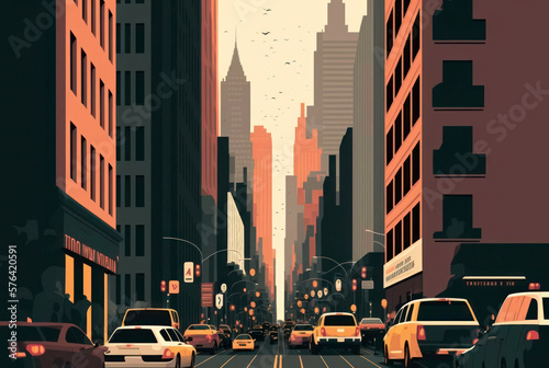 Illustration of a city. Generative AI