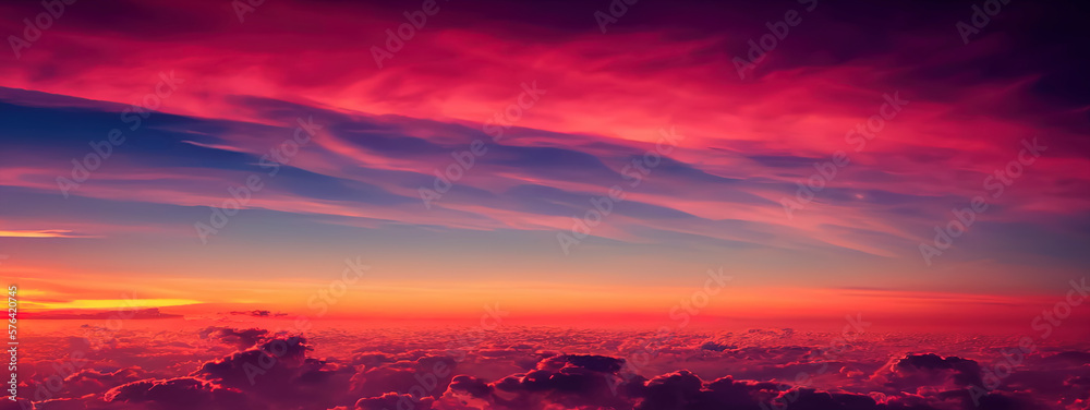 Fototapeta premium beautiful red cloudy sky at sunset