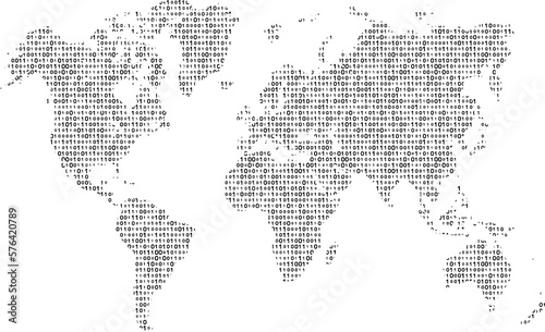 World map with binary code
