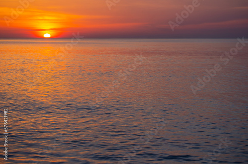 beautiful landscape with sunset on sea