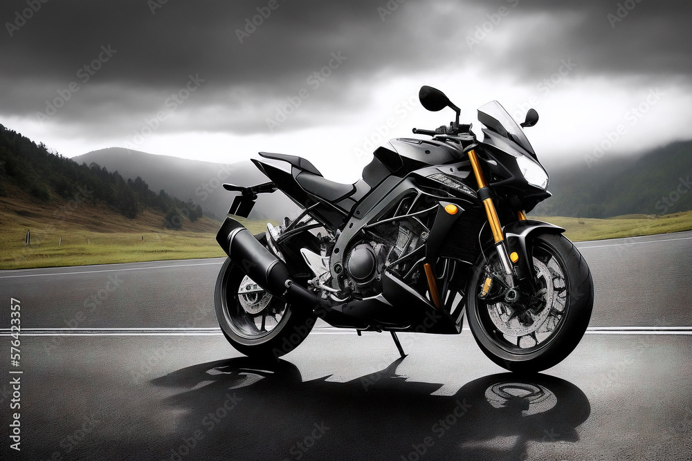 Fototapeta premium motorcycle on the road. Generative ai.
