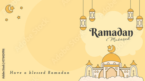 Ramadan Mubarak, Islamic background, flat vector illustration
