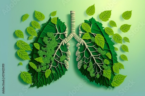 Healthy Lungs of Green Leaves: Breathing Life". Generative AI.