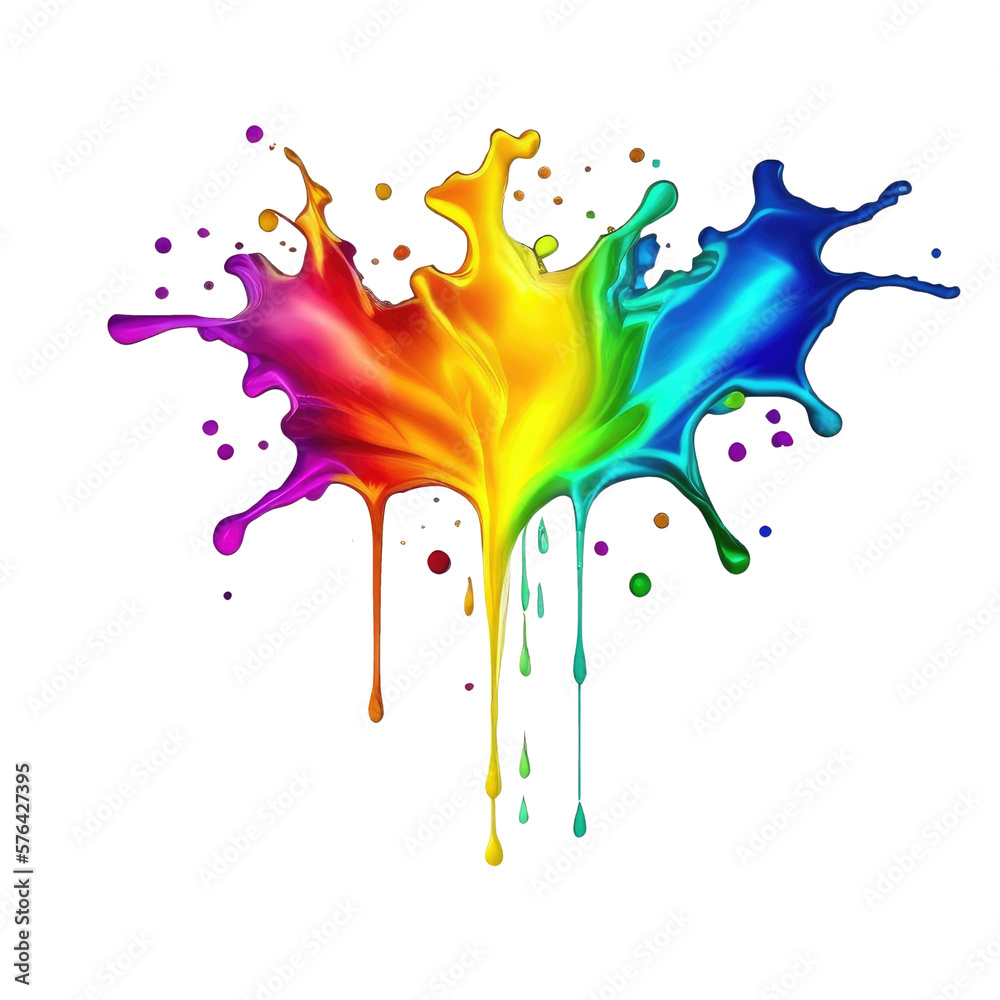 Splashes of rainbow paint, isolate