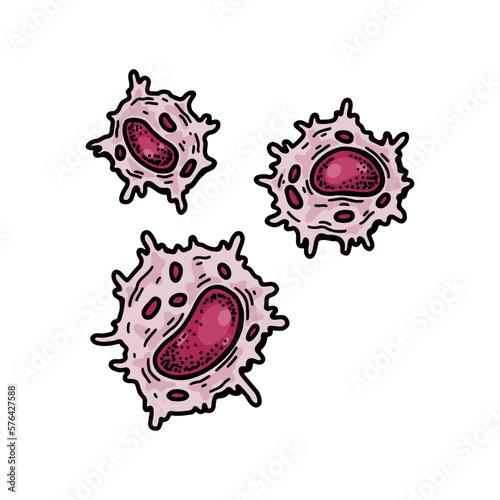 Natural killer cell isolated on white background. Hand drawn scientific microbiology vector illustration in sketch style. Adaptive immune system