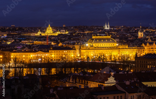 Evening view of the center of Prague