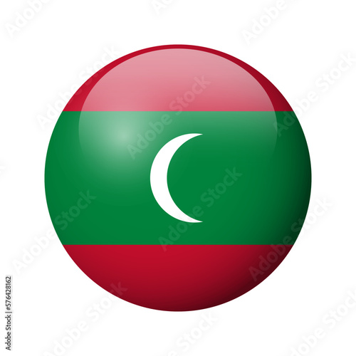 Free Download Maldives flag - glossy circle badge. Vector icon. - GFXLoad