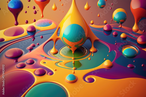 Vibrant colorful water drops background wallper, Generative AI 