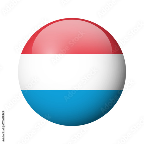 Luxembourg flag - glossy circle badge. Vector icon.