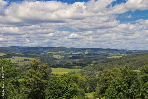 A view to the landscape with fields, meadows and forests near castle Kasperk, Czech republic