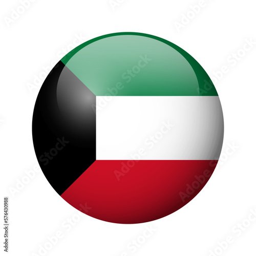 Kuwait flag - glossy circle badge. Vector icon. Free Download Kuwait flag - glossy circle badge. Vector icon. - GFXLoad