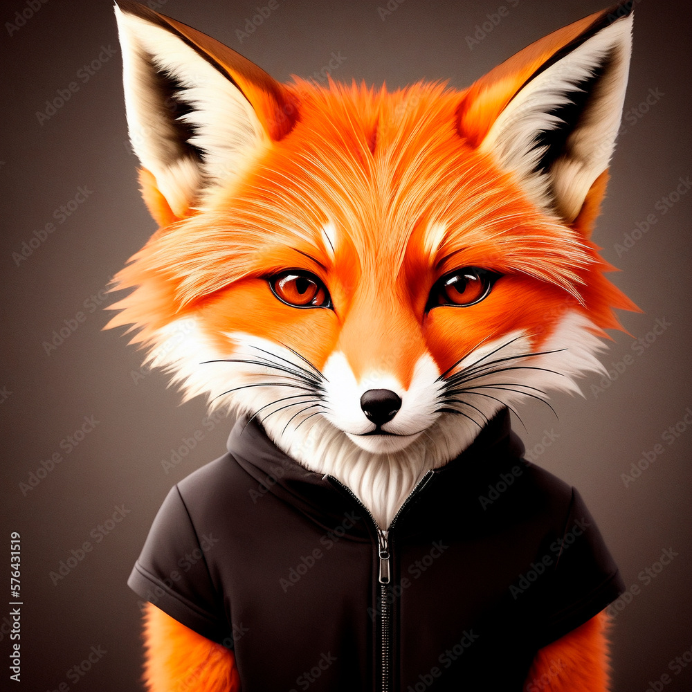 Obraz premium red fox cartoon. Generative ai