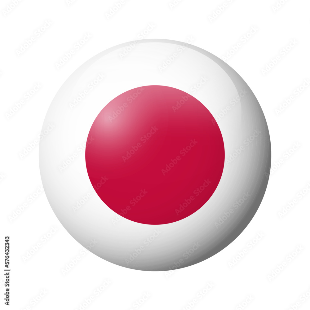 Japan flag - glossy circle badge. Vector icon. Japan flag - glossy circle badge. Vector icon.