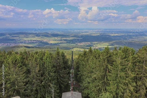 Obraz na płótnie A view from the mountain Klet and its cableway near Cesky Krumlov, Czech republic w salonie
