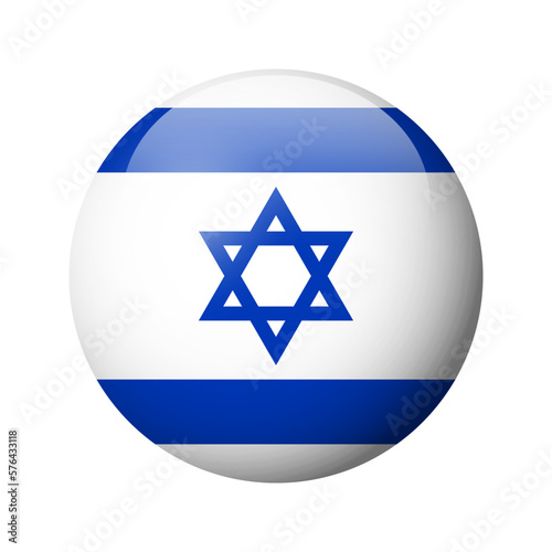 Israel flag - glossy circle badge. Vector icon.