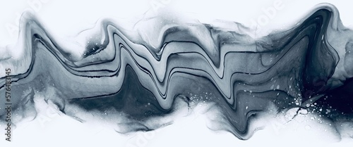 Monochrome abstract fluid art marble painting with alcohol ink, deep liquid design illustration, wallpaper background, luxury interior wall decoration, bright lines 
