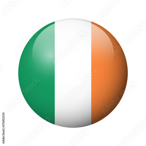Ireland flag - glossy circle badge. Vector icon.