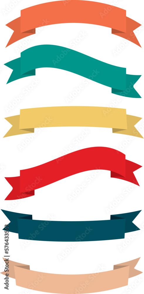 Ribbon banner set. Decorative retro color ribbons. vector illustration