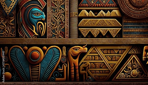Egyptian Pattern Ancient Art. AI generative.