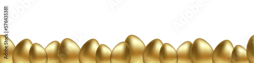 Obraz na płótnie Bottom border of Easter gold egg on transparent background banner