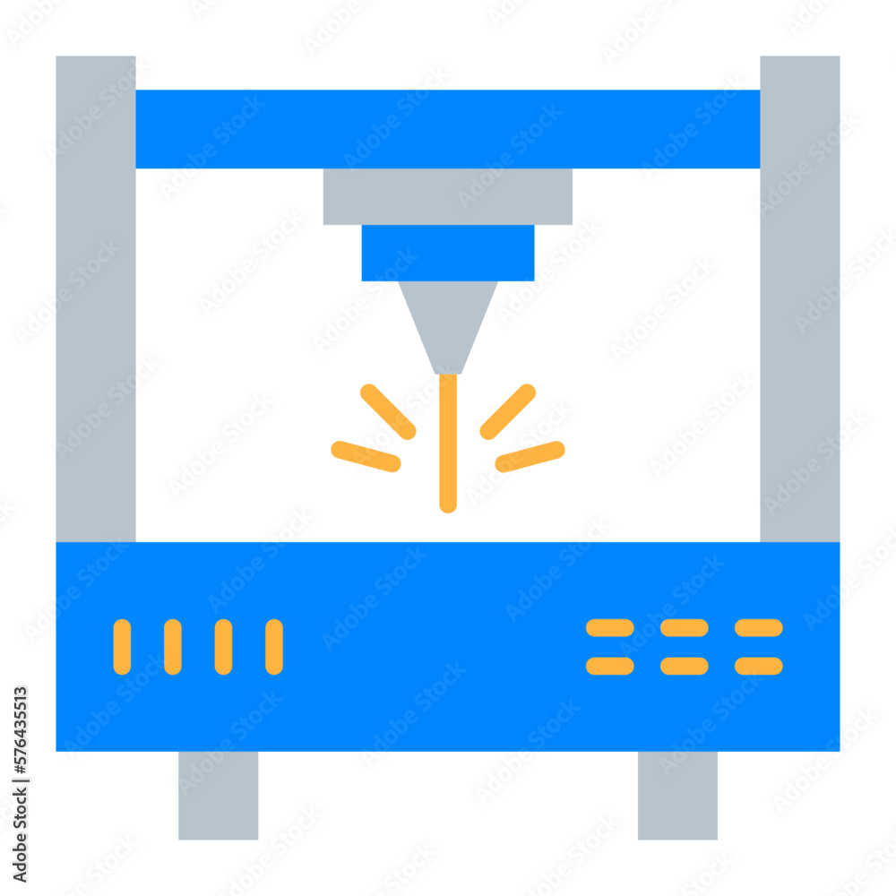 Fototapeta premium Laser Cutting Machine Flat Icon