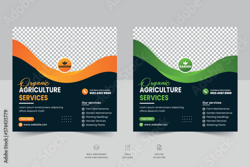 Agricultural and farming services social media post banner and agro farm web banner template design