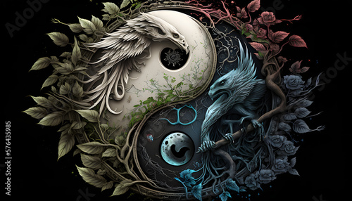yin yang fantaisy, généré par IA