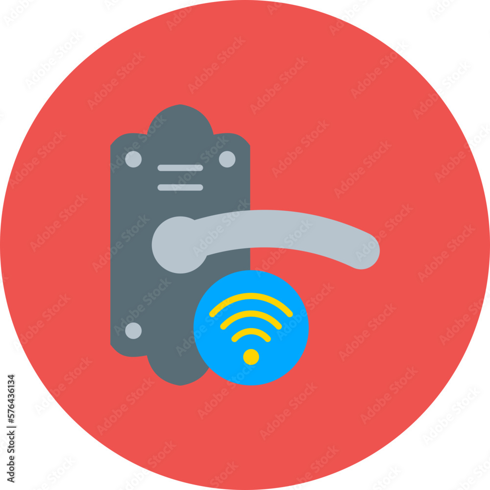 Smart Lock Multicolor Circle Flat Icon Smart Lock Multicolor Circle Flat Icon