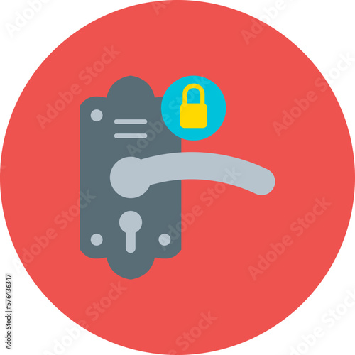 Door Lock Multicolor Circle Flat Icon