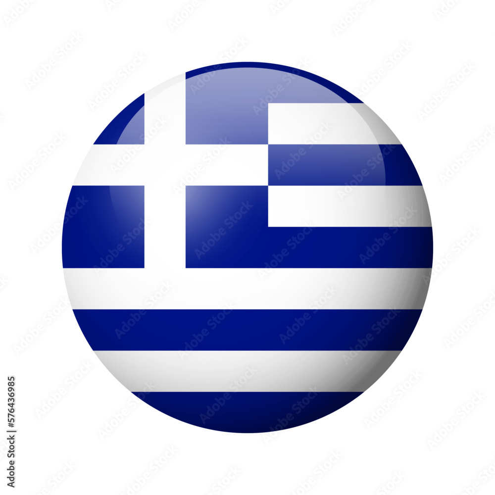 Greece flag - glossy circle badge. Vector icon. Greece flag - glossy circle badge. Vector icon.