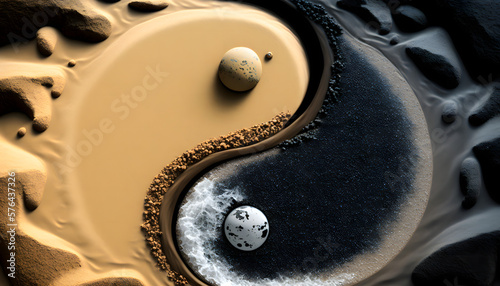 yin yang minéral, généré par IA photo