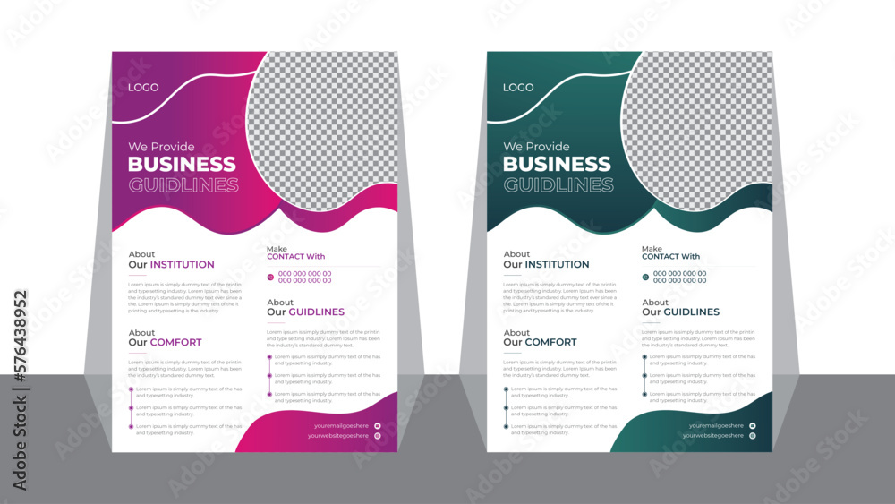 Modern Abstract Business Flyer Design A4 Vector Template For Digital Agency. Modern Abstract Business Flyer Design A4 Vector Template For Digital Agency.