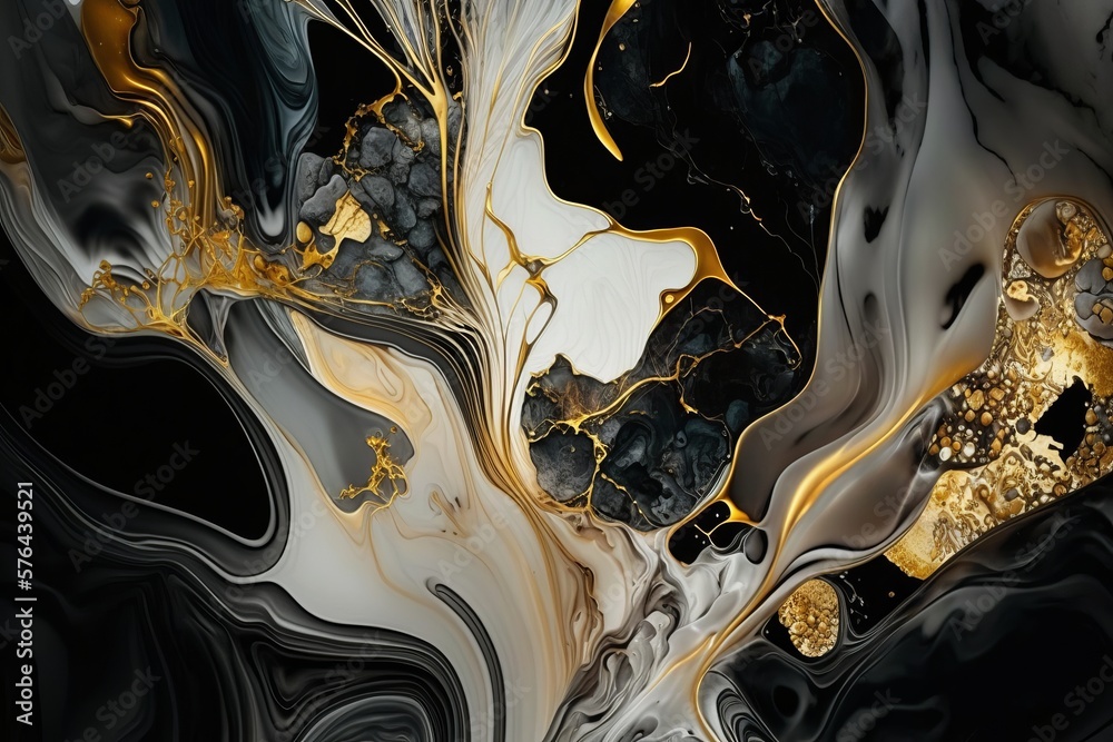 Luxury abstract fluid art painting in alcohol ink technique, mixture of ...