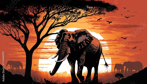 elephant in the sunset © sergiu