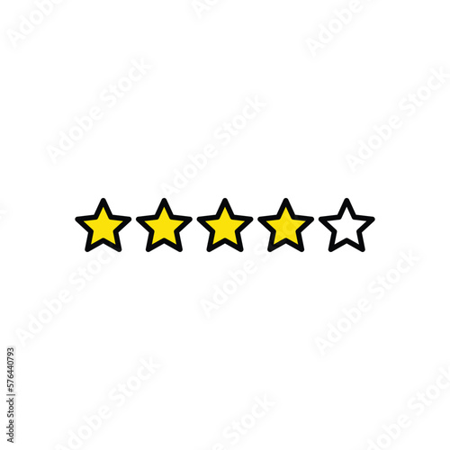 Five Star Rating Sign Thin Line Icon Symbol of Feedback Isolated on a White Background. Vector illustration