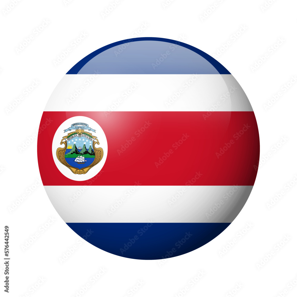 Costa Rica flag - glossy circle badge. Vector icon. Costa Rica flag - glossy circle badge. Vector icon.