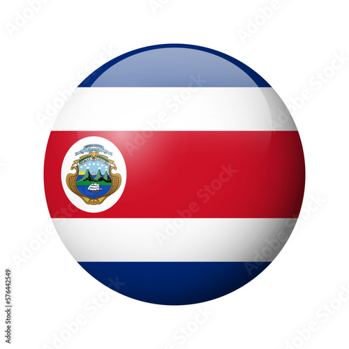 Free Download Costa Rica flag - glossy circle badge. Vector icon. - GFXLoad