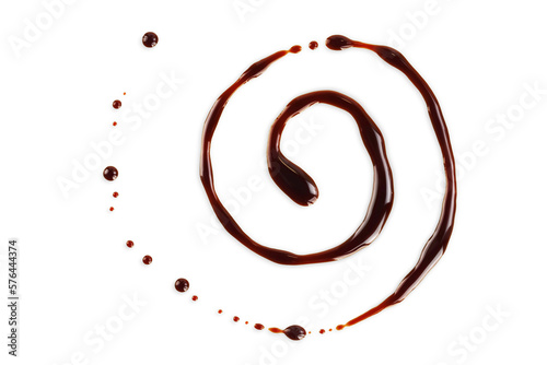 Balsamic vinegar isolated on white background. Top view. Flat lay photo