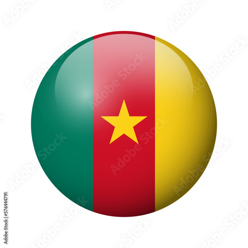 Cameroon flag - glossy circle badge. Vector icon. Free Download Cameroon flag - glossy circle badge. Vector icon. - GFXLoad