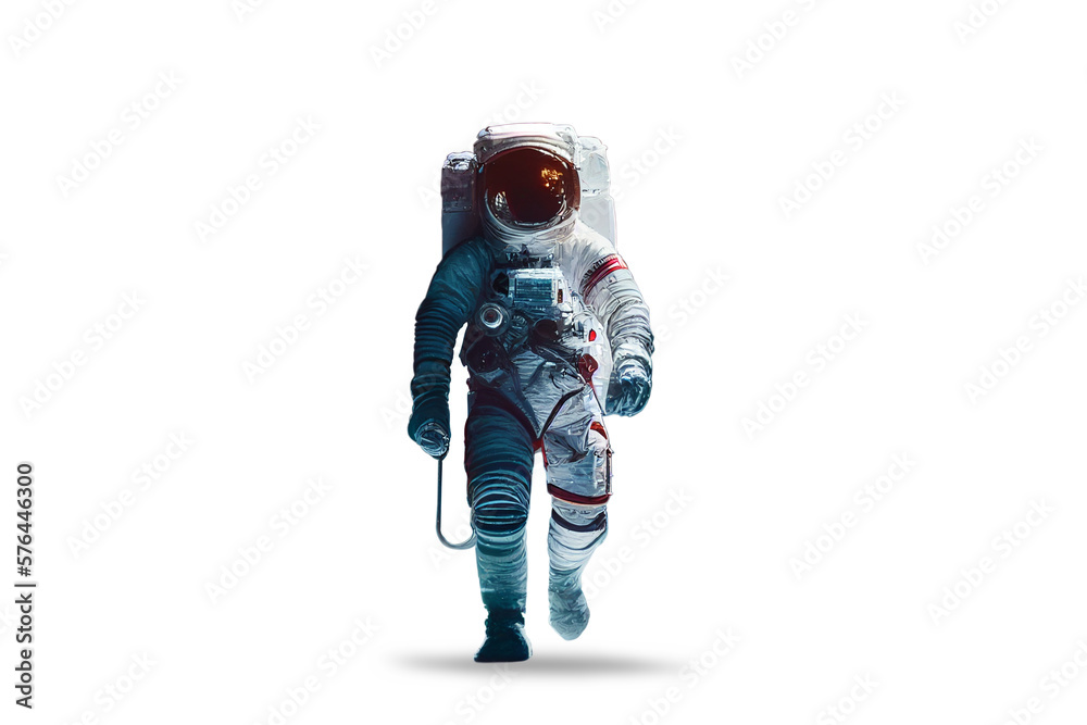 Astronaut in a space suit isolated on white background