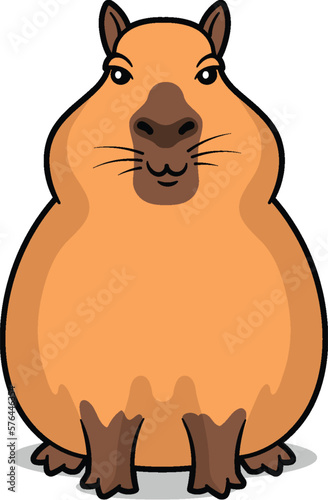 Funny chubby capybara vector cartoon illustration isolated on white