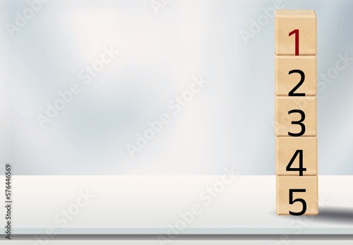 Set of wooden cube blocks with numbers