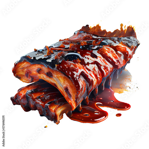 BBQ ribs, bone grilled pork ribs transparent background png Fototapet