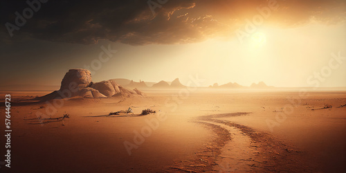 Fotografie, Tablou Landscape of a completely dry area. Ai generative.