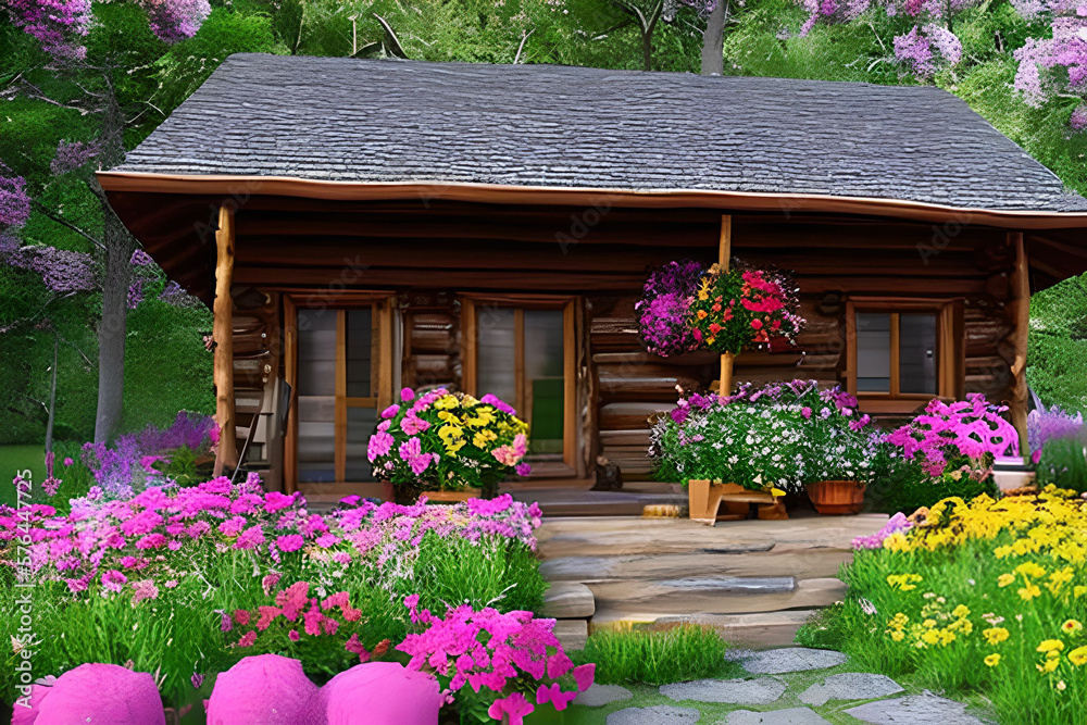 Decorating Your Log House Porch for Spring with Generative AI Decorating Your Log House Porch for Spring with Generative AI