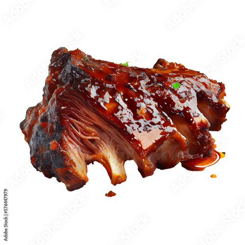 BBQ ribs, bone grilled pork ribs transparent background png Fototapet