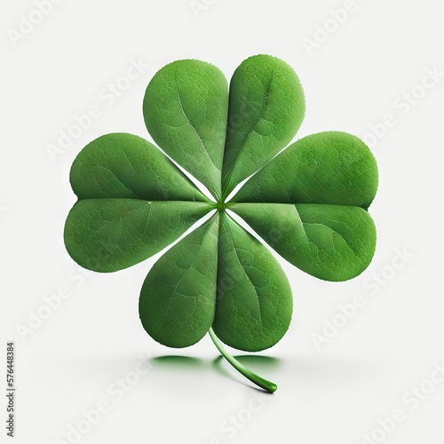 Green shamrock with four leags isolated on white background photo