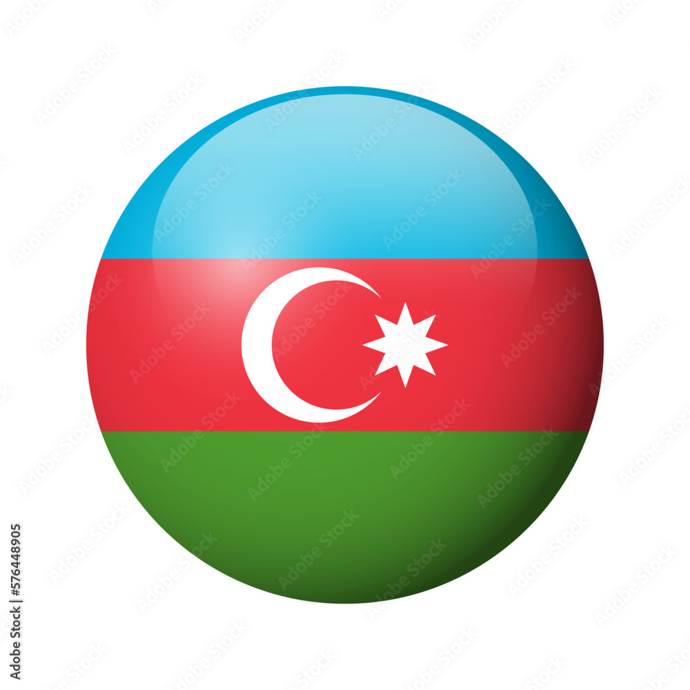 Azerbaijan flag - glossy circle badge. Vector icon. Azerbaijan flag - glossy circle badge. Vector icon.