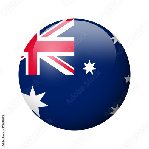Australia flag - glossy circle badge. Vector icon.