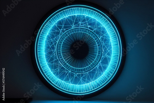 Power Source - Light Blue Circular Tech Frame generative ai art